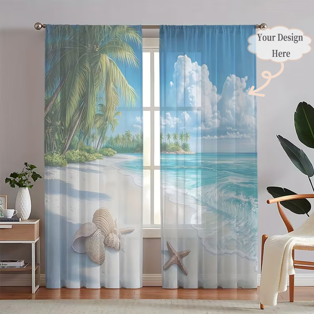 Home Textiles Images - ผ้าม่านโปร่งแสงแบบแบน 2 มิติ 2 ชิ้น แบบกำหนดเองได้