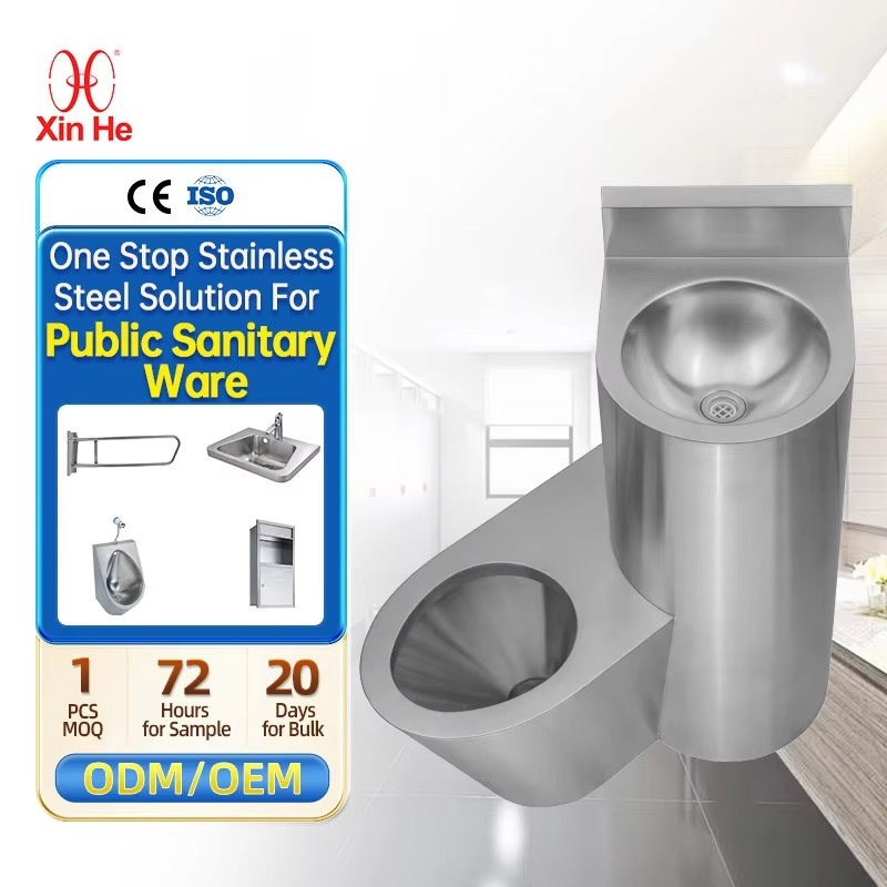 P & C Home Textiles Usa - โถสุขภัณฑ์สแตนเลสแบบโมเดิร์น ระบบชำระล้างสองแบบ ติดตั้งบนพื้น พร้อมท่อน้ำทิ้งแบบ P-Trap และอ่างล้างมือ