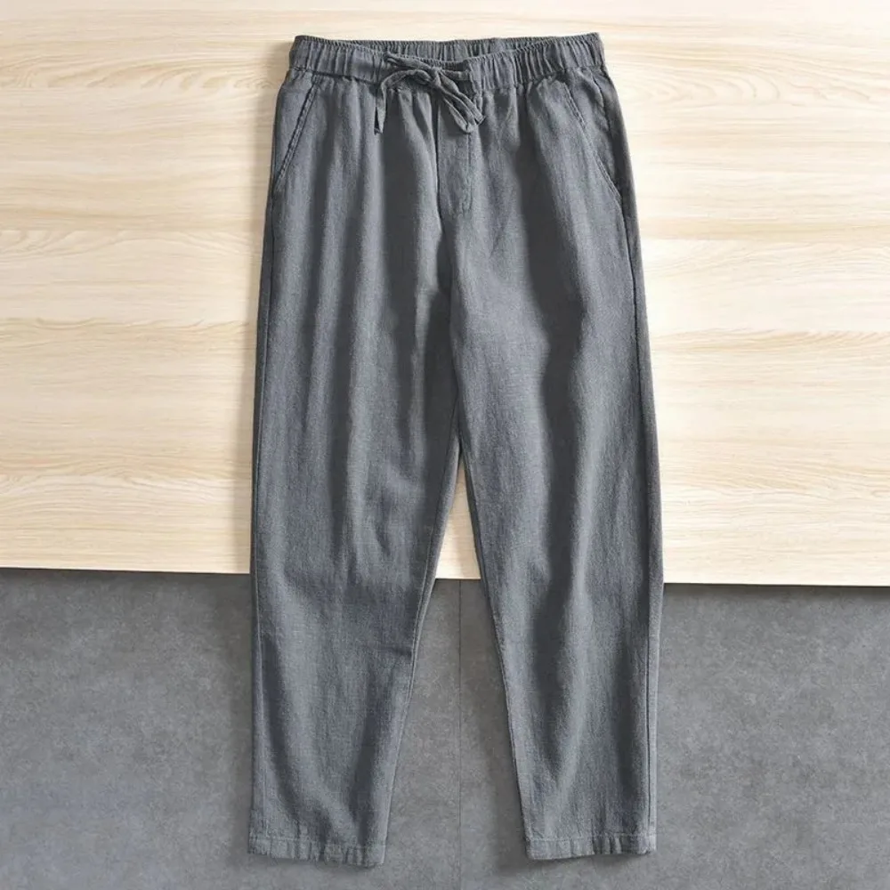 กางเกงผ้าฝ้ายลินินผู้ชายสีทึบส - Home Textiles Store บทวิจารณ์และราคา