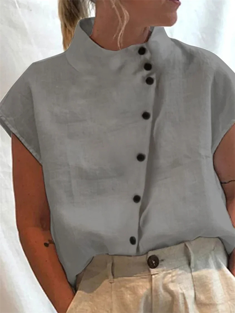เสื้อเชิ้ตคอตั้งผ้าฝ้ายลินินสุ - Home Textiles Store บทวิจารณ์และราคา
