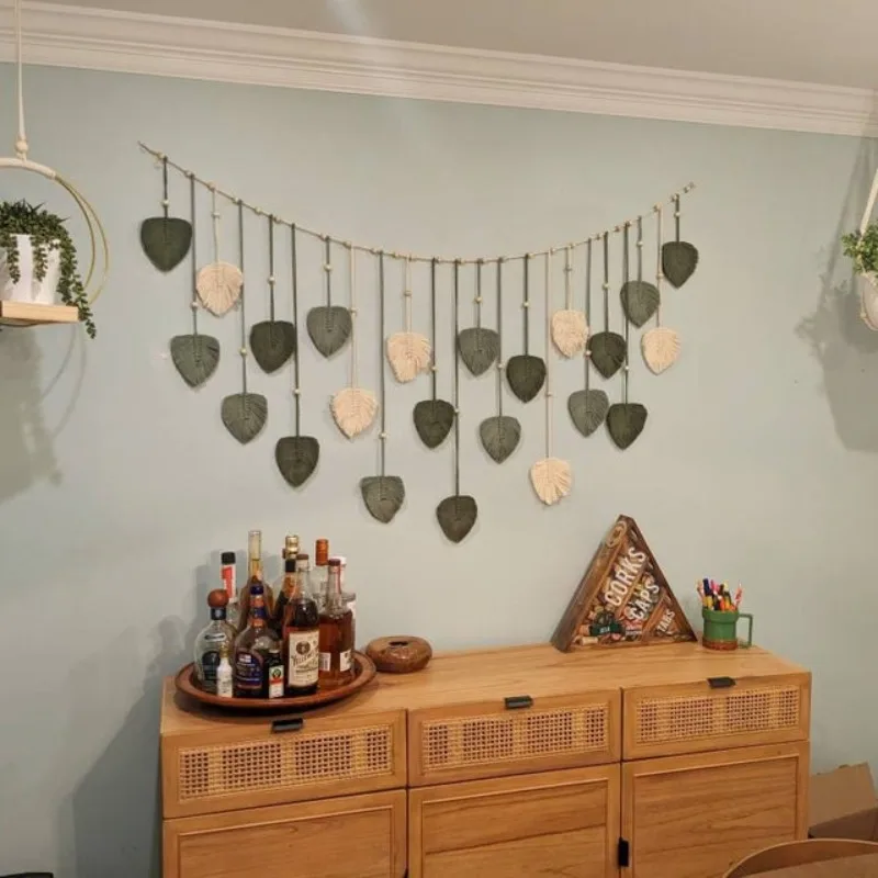1 Pc สีเขียวใบ Garland, Macram - Home Textiles Store บทวิจารณ์และราคา